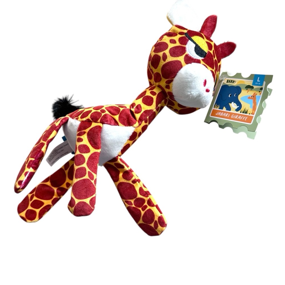 BARK Jabari Giraffe Floppy Fun Squeaker Crinkle Dog Toy